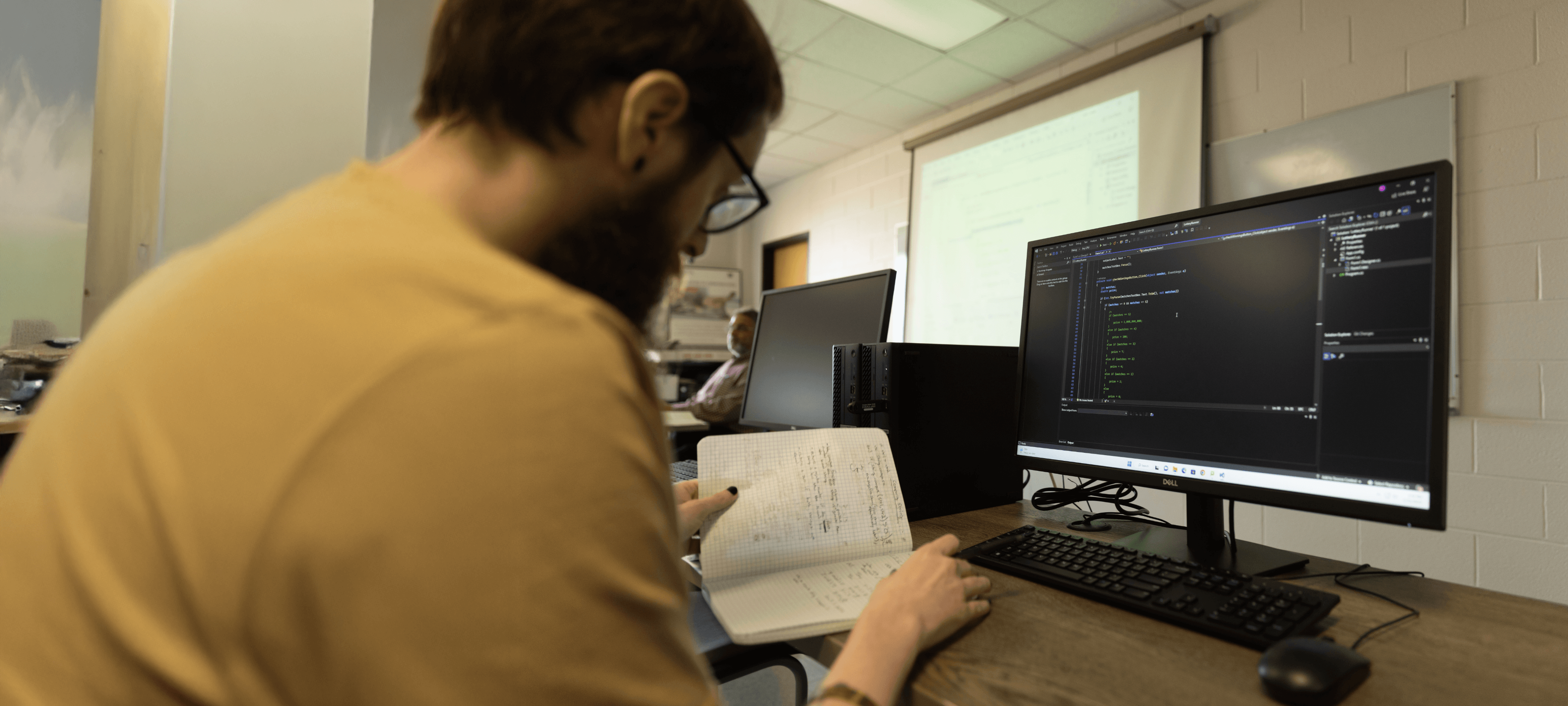 Students learning computer and information technology